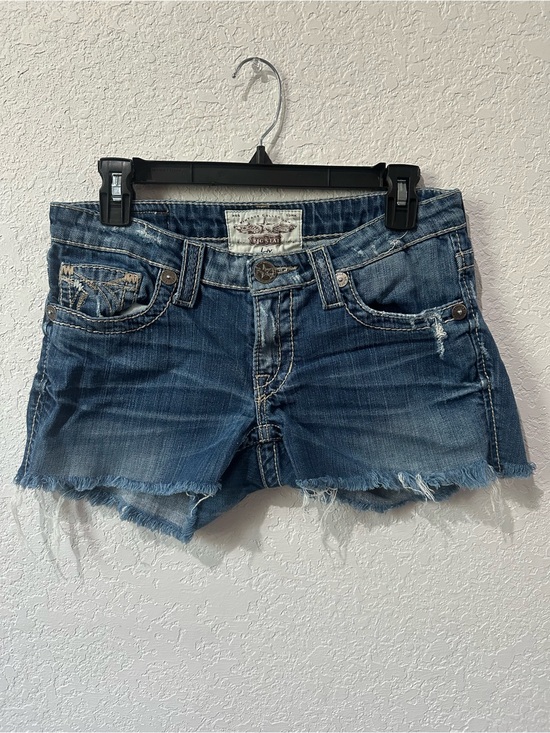 Big Star Pants - Short Regular Denim Cutoff Shorts - Blue - Big Star LIV Size 28